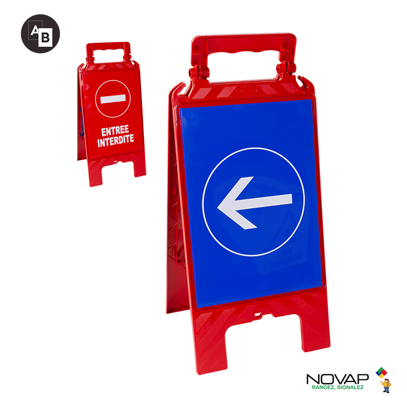 Chevalet modulable rouge - entrée interdite et sens obligatoire - 4280462