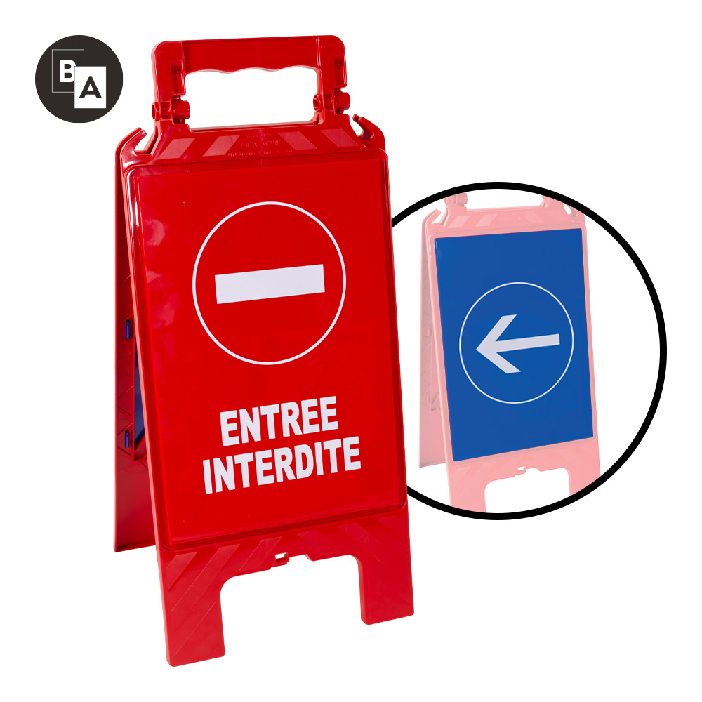 Chevalet modulable rouge - entrée interdite et sens obligatoire - 4280462