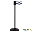 Potelet COLOR alu Noir à sangle damier Noir/Blanc 3m x 100mm sur socle portable - 2053433