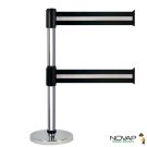 Poteau Alu Chrom&eacute; &agrave; double sangles Noir/Argent 3m x 100mm sur socle chrom&eacute; - 2900089
