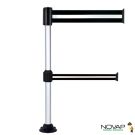 Poteau Alu anodis&eacute; &agrave; double sangles Noir/Argent 3m x 100 & 50mm sur socle fixe - 2900249