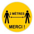 Panneau 2 mètres merci - Jaune - spécial sol - Ø 450 mm - Novap