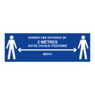 Panneau Distance de sécurité 2m - Bleu - spécial sol - 450x150 mm - Novap