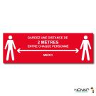 Panneau Distance de sécurité 2m - Rouge - spécial sol - 450x150 mm - Novap