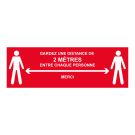 Panneau Distance de sécurité 2m - Rouge - spécial sol - 450x150 mm - Novap