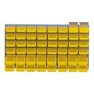 Panneau mural &eacute;quip&eacute; de 32 bacs 0,3L et 16 bacs 1L jaunes avec couvercles pivotants - Novap