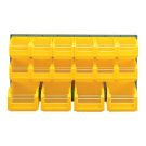 Panneau mural &eacute;quip&eacute; de 12 bacs 3L et 4 bacs 8L jaunes avec volets abattants - Novap