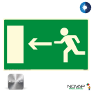 Panneau photoluminescent Sortie de secours &agrave; gauche - Alu 330x200mm - Novap