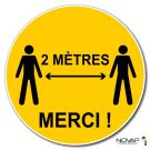 Panneau 2 mètres merci - Jaune - spécial sol - Ø 450 mm - Novap