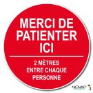 Panneau Merci de patienter ici - 2m - Rouge - spécial sol - Ø 450 mm - Novap