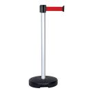 Poteau PVC Gris à sangle Rouge 4m x 50mm sur socle 9kg à lester - Novap