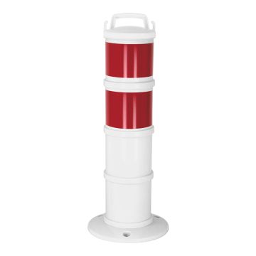 Balise de signalisation modulable Blanche avec deux bandes rétroréfléchissantes Rouges - Novap