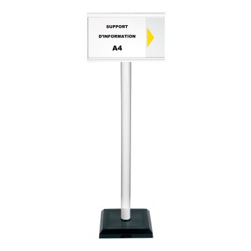 Poteau PVC Blanc sur socle lesté 3kg avec support d'information A4 - 2000567