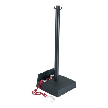 Poteau PVC Noir avec réserve de chaîne sur socle lesté 6kg - Novap