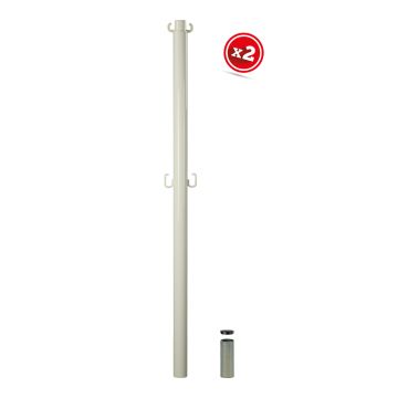 Kit de 2 poteaux acier Blancs grande hauteur avec manchon - Novap