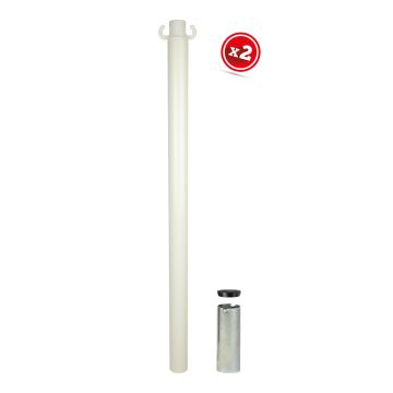 Kit de 2 poteaux acier Blancs avec manchon - Novap