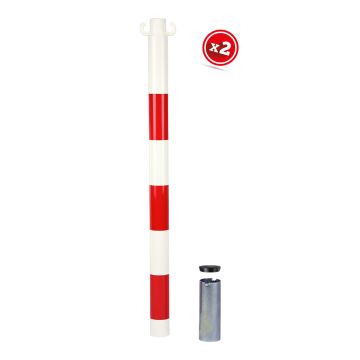 Kit de 2 poteaux acier Rouge/Blanc avec manchon - Novap