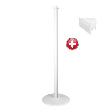 Poteau acier 1m30 Blanc sur socle acier avec support panneau - 2227124