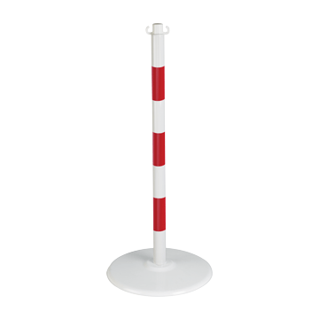 Poteau acier Rouge/Blanc sur socle Blanc - Novap