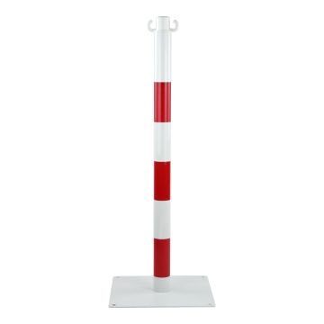 Poteau acier Rouge/Blanc sur platine à fixer - Novap
