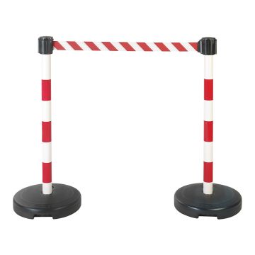 Kit 2 poteaux PVC à sangle Rouge/Blanche sur socle 9kg à lester - Novap 