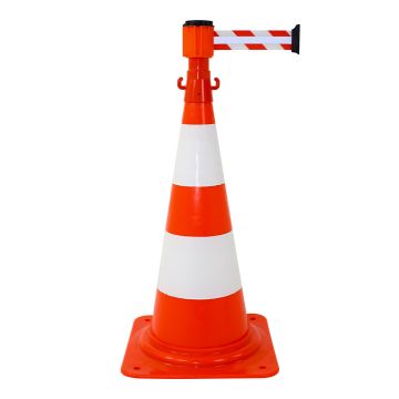Kit cône avec dérouleur 50mmx3m Rouge/Blanc Rétroréfléchissant - Novap