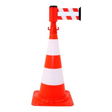 Kit cône avec dérouleur 100mmx3m Rouge/Blanc Rétroréfléchissant - Novap