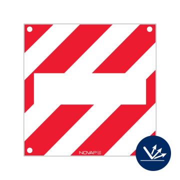 Panneau de signalisation + Zone neutre avec œillet - Classe B 480x480mm - hachuré rouge/blanc - Novap
