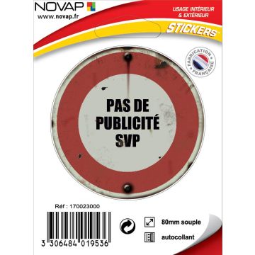 Panneau vintage Pas de publicité SVP - Adhésif Ø80mm - 4019536