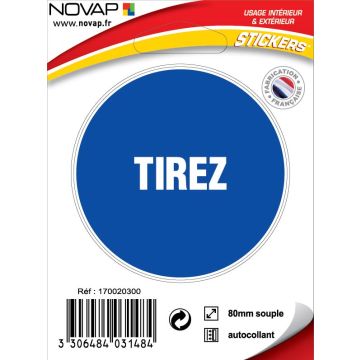 Panneau Tirez - Vinyle adhésif Ø80mm - 4031484