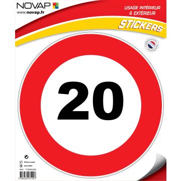 Panneau Vitesse limitée à 20 km/h - Vinyle adhésif Ø300mm - 4031927