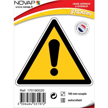 Panneau Danger signal général - Adhésif Triangle 100mm - 4031972