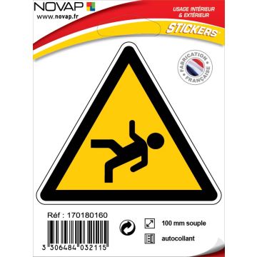 Panneau Danger de chute - Adhésif Triangle 100mm - 4032115