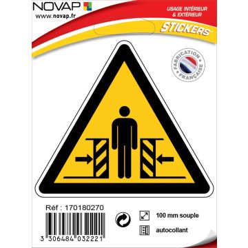 Panneau Danger d'écrasement - Adhésif Triangle 100mm - 4032221
