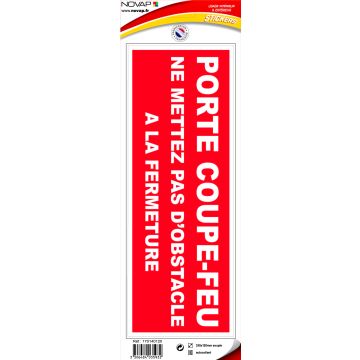 Panneau Porte coupe feu ne pas mettre d'obstacle à la fermeture - Vinyle adhésif 330x120mm - 4035932