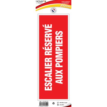 Panneau Escalier réservé aux pompiers - Vinyle adhésif 330x120mm - 4035994
