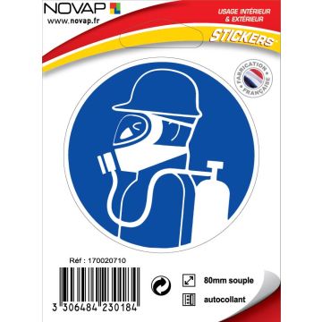 Panneau Protection obligatoire Voies respiratoire - Vinyle adhésif Ø80mm - 4230184