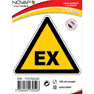 Panneau Danger atmosphère explosive - Adhésif Triangle 100mm - 4230528