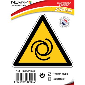 Panneau Danger entrainement mécanique - Adhésif Triangle 100mm - 4230542