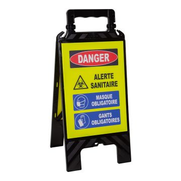 Chevalet modulable noir - Danger Alerte sanitaire - Novap