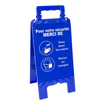 Chevalet modulable bleu - Laver les mains + port du masque - Novap