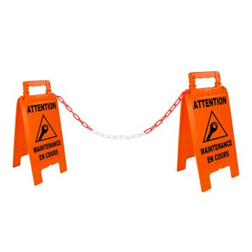 Kit Chevalets maintenance en cours Orange Fluo + 5m de chaine Ø6mm - Novap