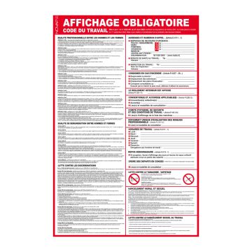 Panneau d'affichage obligatoire du code du travail 400x600mm - Novap