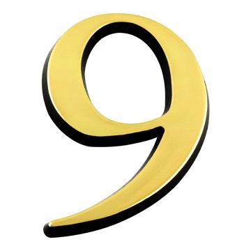 Chiffre 9 en relief autocollant - Or
