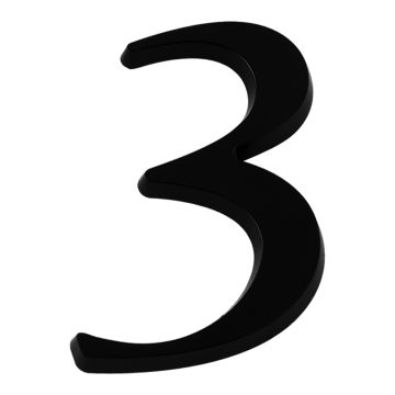 Chiffre 3 en relief autocollant - Noir