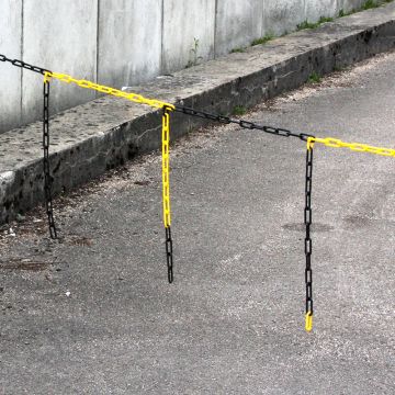 Barrières de chaînes Ø 8mm avec morceaux de chaînes - Jaune/Noir - Novap