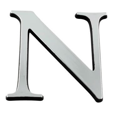 Lettre N en relief autocollant - Argent