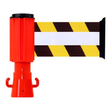 Dérouleur de sangle 100mmx3m Jaune/Noir Rétroréfléchissant - Novap