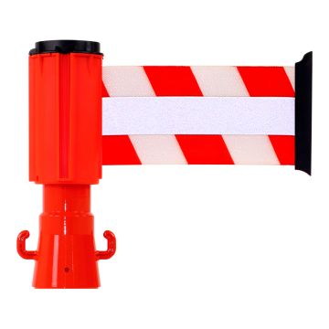 Dérouleur de sangle 100mmx3m Rouge/Blanc Rétroréfléchissant - Novap