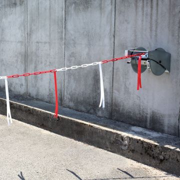 Dérouleur de chaîne 15m x Ø 8mm avec bandelettes doubles Rouge/Blanc - Novap